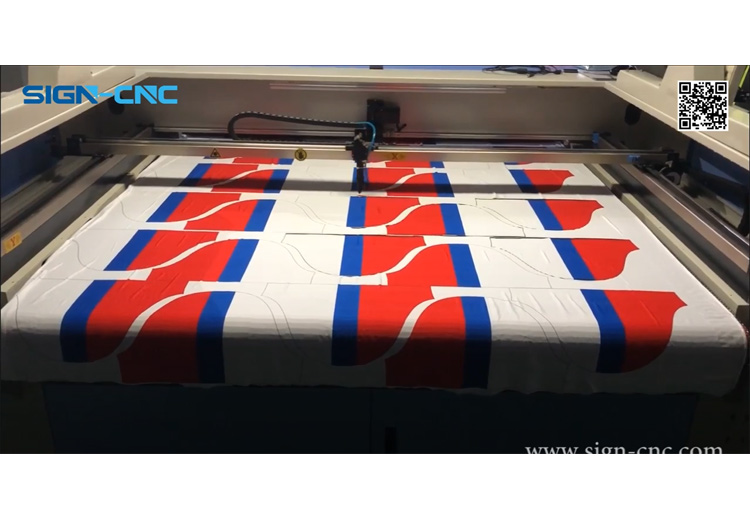 Panoramic CCD and auto-feeding fabric laser cutting machine cut along the edges